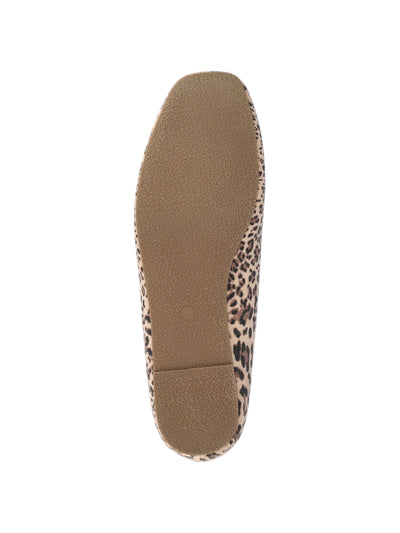 JOURNEE COLLECTION Womens Beige Animal Print Mary Jane Strap Padded Carrie Square Toe Buckle Flats Shoes