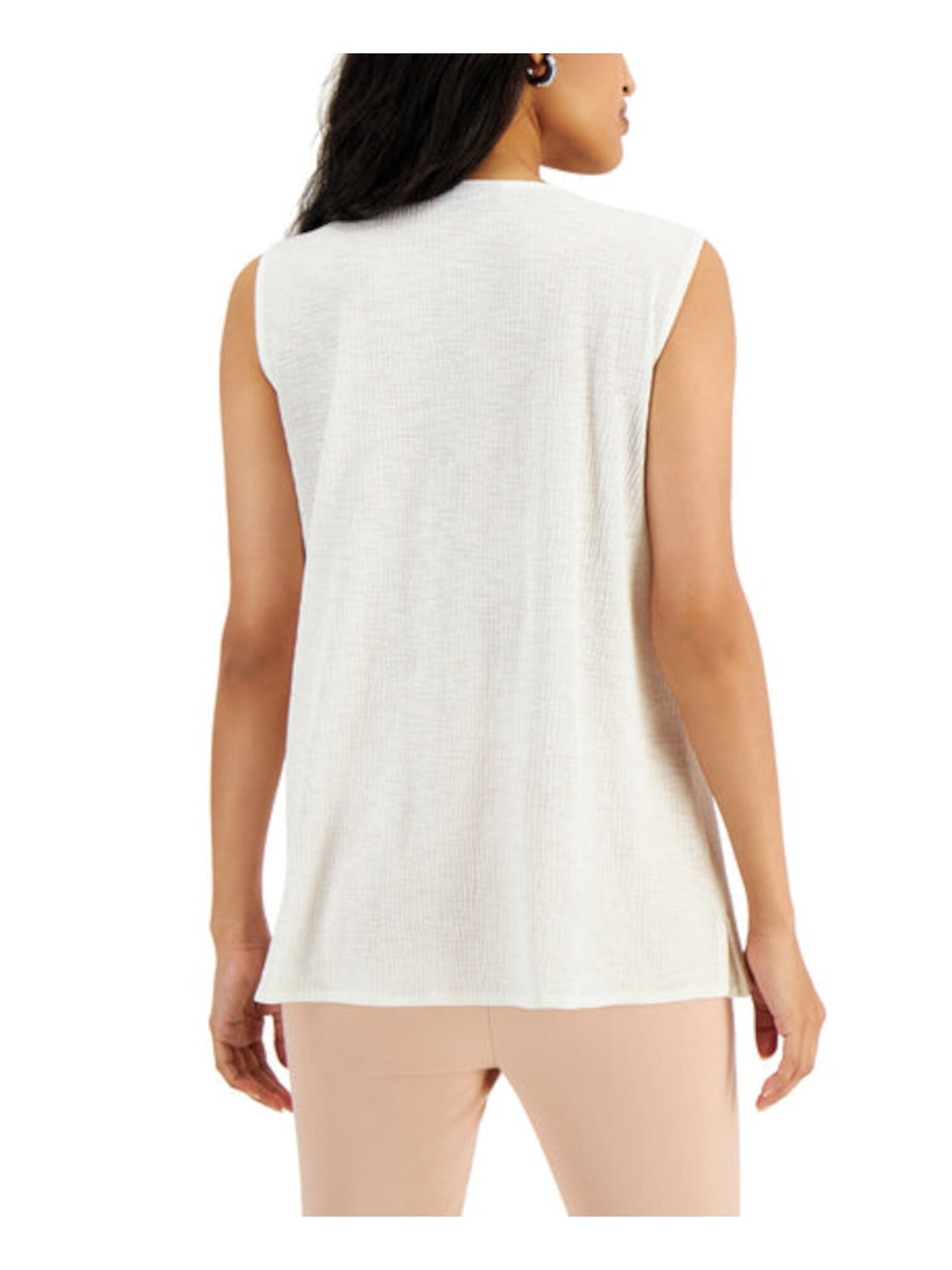 ALFANI Womens White Textured Vertical Layers Sleeveless Scoop Neck Top XL