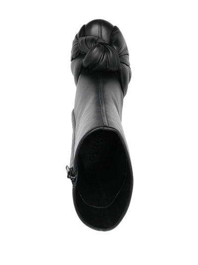 GIAMBATTISTA VALLI Womens Black Knotted Padded Round Toe Flare Zip-Up Leather Heeled Boots