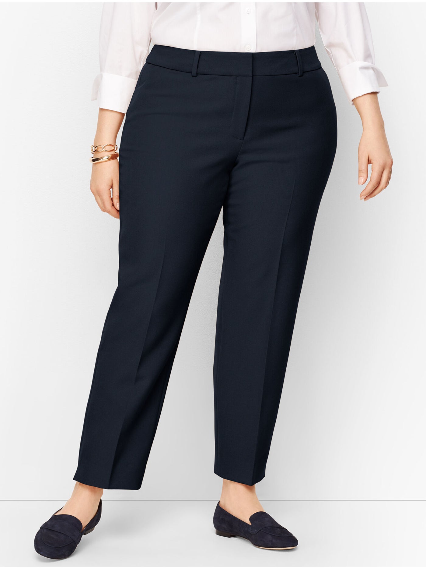 CALVIN KLEIN Womens Navy Zippered Flat Front Pocketed Logo Hardware On Single Wear To Work Cropped Pants Plus 24W
