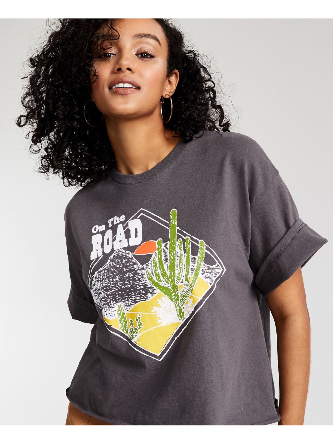 JUNK FOOD Womens Gray Graphic Short Sleeve Crew Neck T-Shirt S