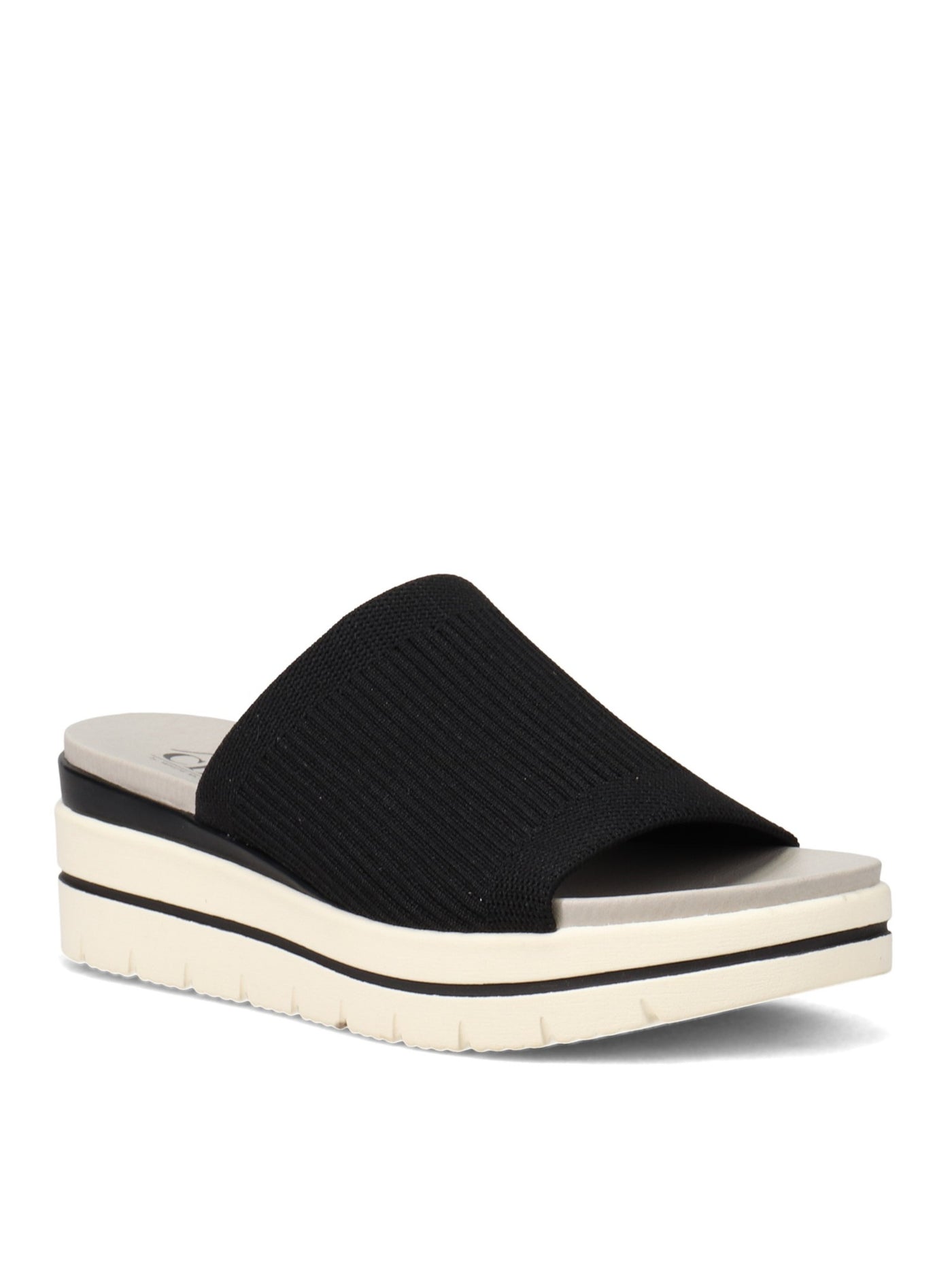 CLIFFS BY WHITE MOUNTAIN Womens Black 1" Platform Comfort Typhoon Round Toe Wedge Slip On Slide Sandals Shoes 7.5 M
