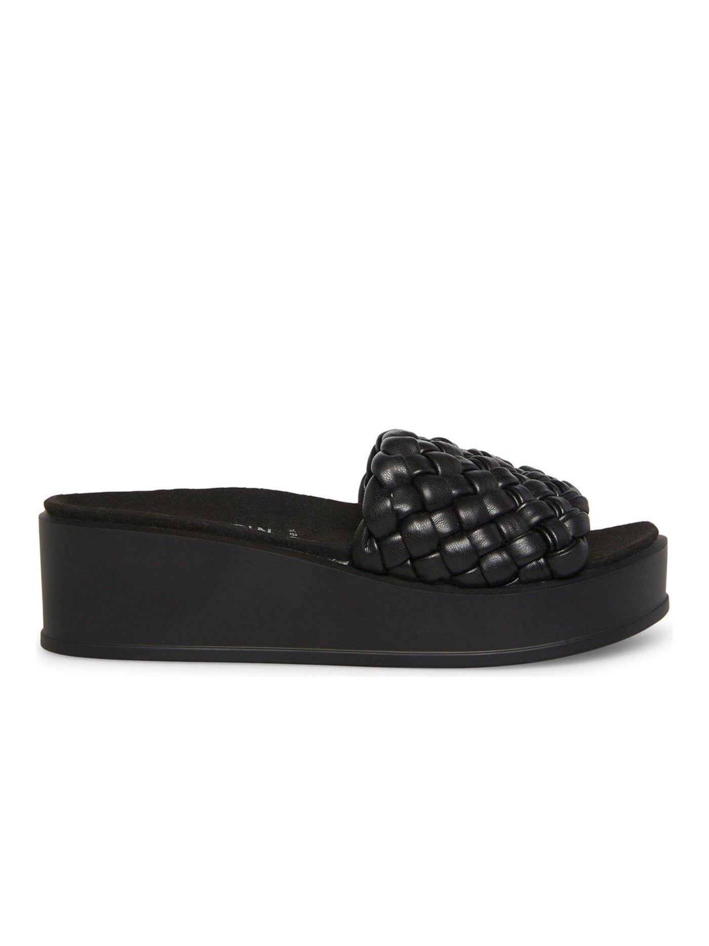 ANNE KLEIN Womens Black 1" Platform Braided Padded Vikki Round Toe Wedge Slip On Sandals Shoes 7.5