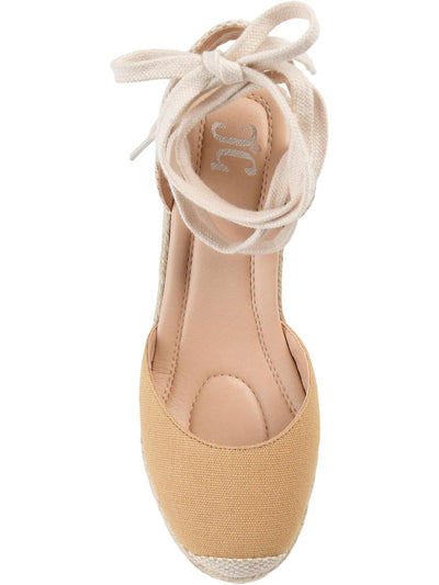 JOURNEE COLLECTION Womens Beige 1/2" Platform Interchangeable Laces Jute Wrapped Open Back Shoe Padded Monte Round Toe Wedge Lace-Up Espadrille Shoes 5.5 M