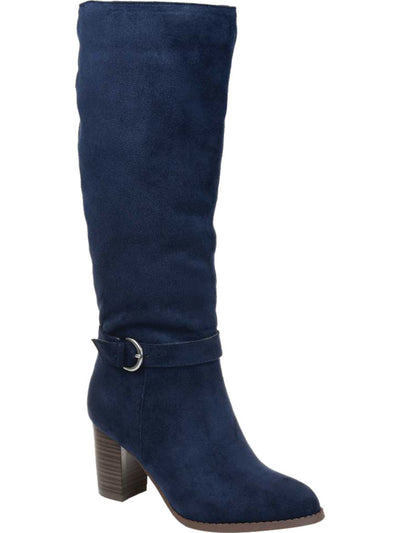 JOURNEE COLLECTION Womens Navy Goring Buckle Accent Comfort Joelle Round Toe Block Heel Zip-Up Riding Boot 8.5 M XWC