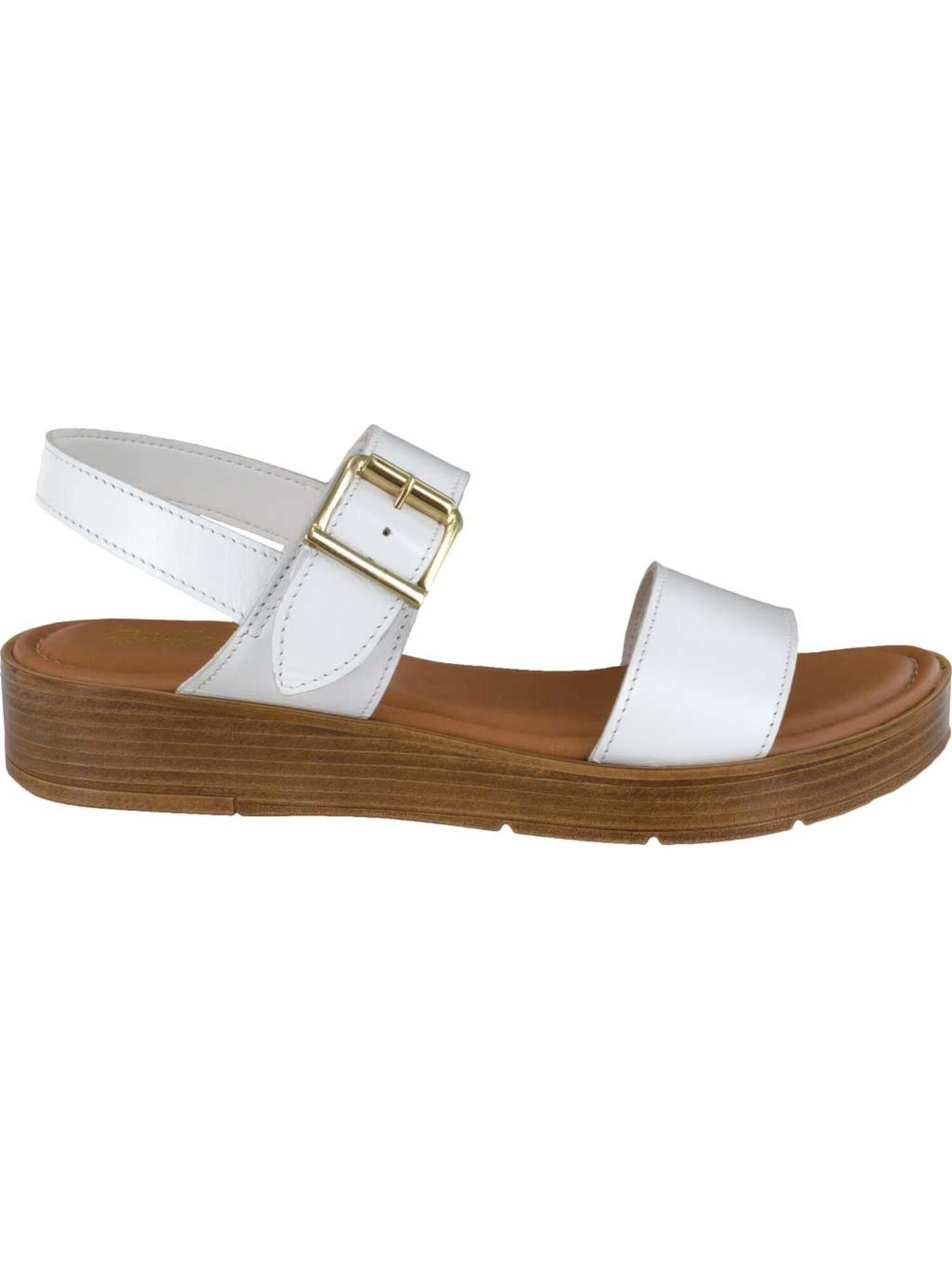 BELLA VITA Womens White 1/2" Platform Padded Ankle Strap Tay-italy Round Toe Wedge Buckle Leather Slingback Sandal 10 WW