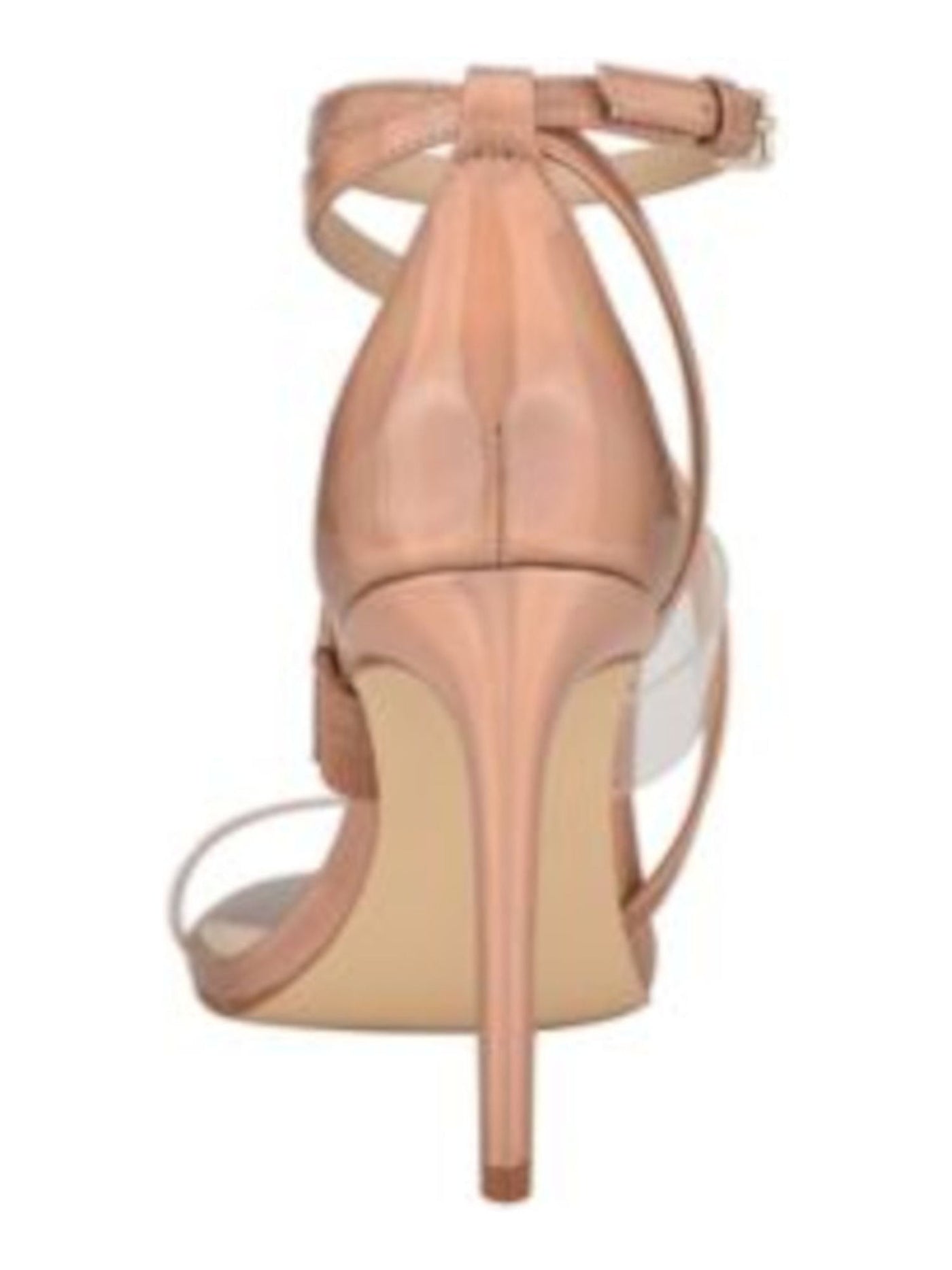 GUESS Womens Beige Padded Transparent Strappy Iridescent Adjustable Strap Ankle Strap Felecia Almond Toe Stiletto Buckle Heeled Sandal 11 M