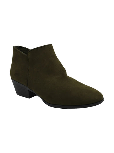 STYLE & COMPANY Womens Green Cushioned Wileyy Almond Toe Block Heel Zip-Up Booties 6.5 M