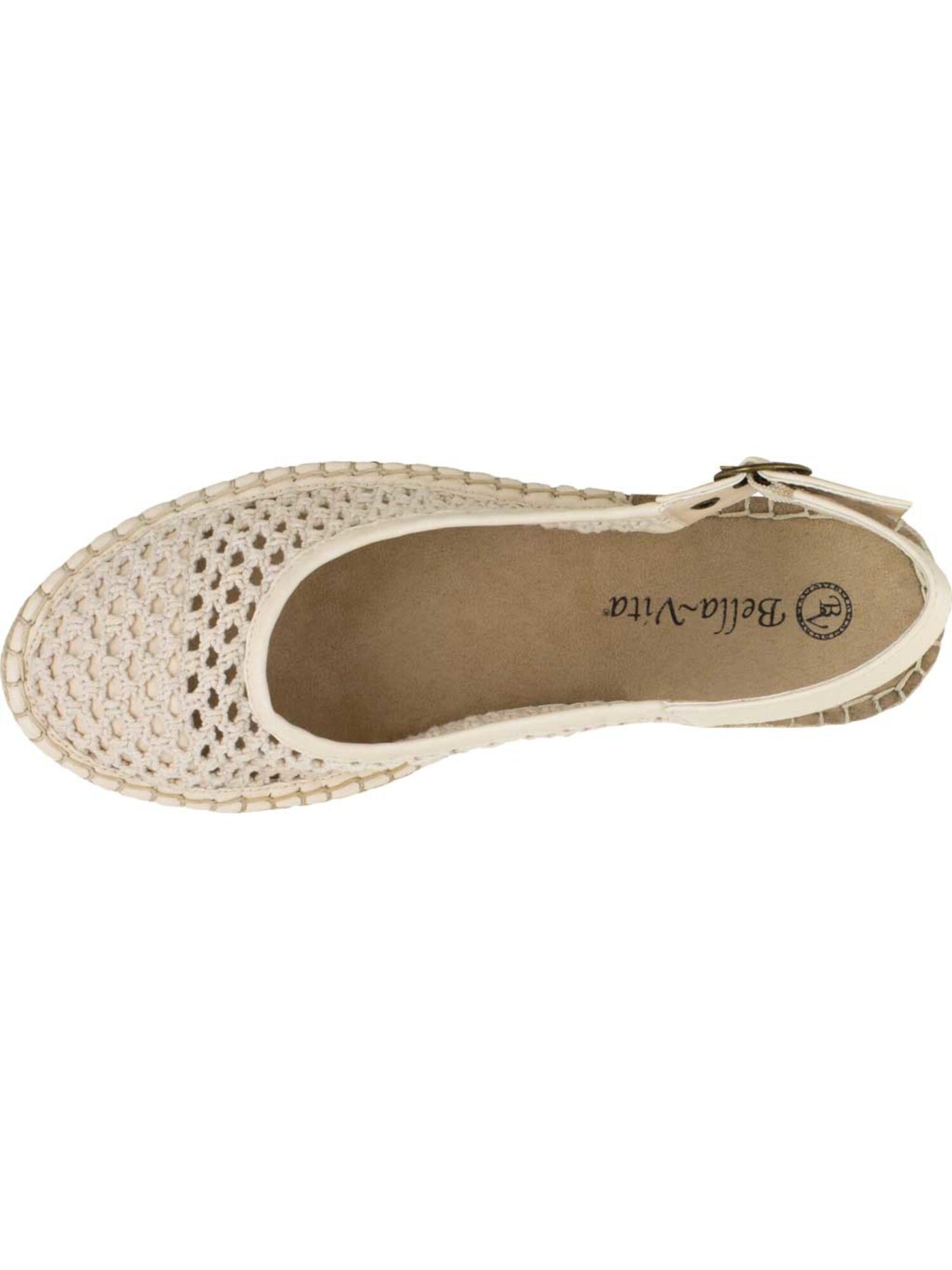 BELLA VITA Womens Beige Crochet 0.5" Platform Jute Wrapped Cushioned Comfort Olive Ii Round Toe Wedge Buckle Espadrille Shoes 8 WW