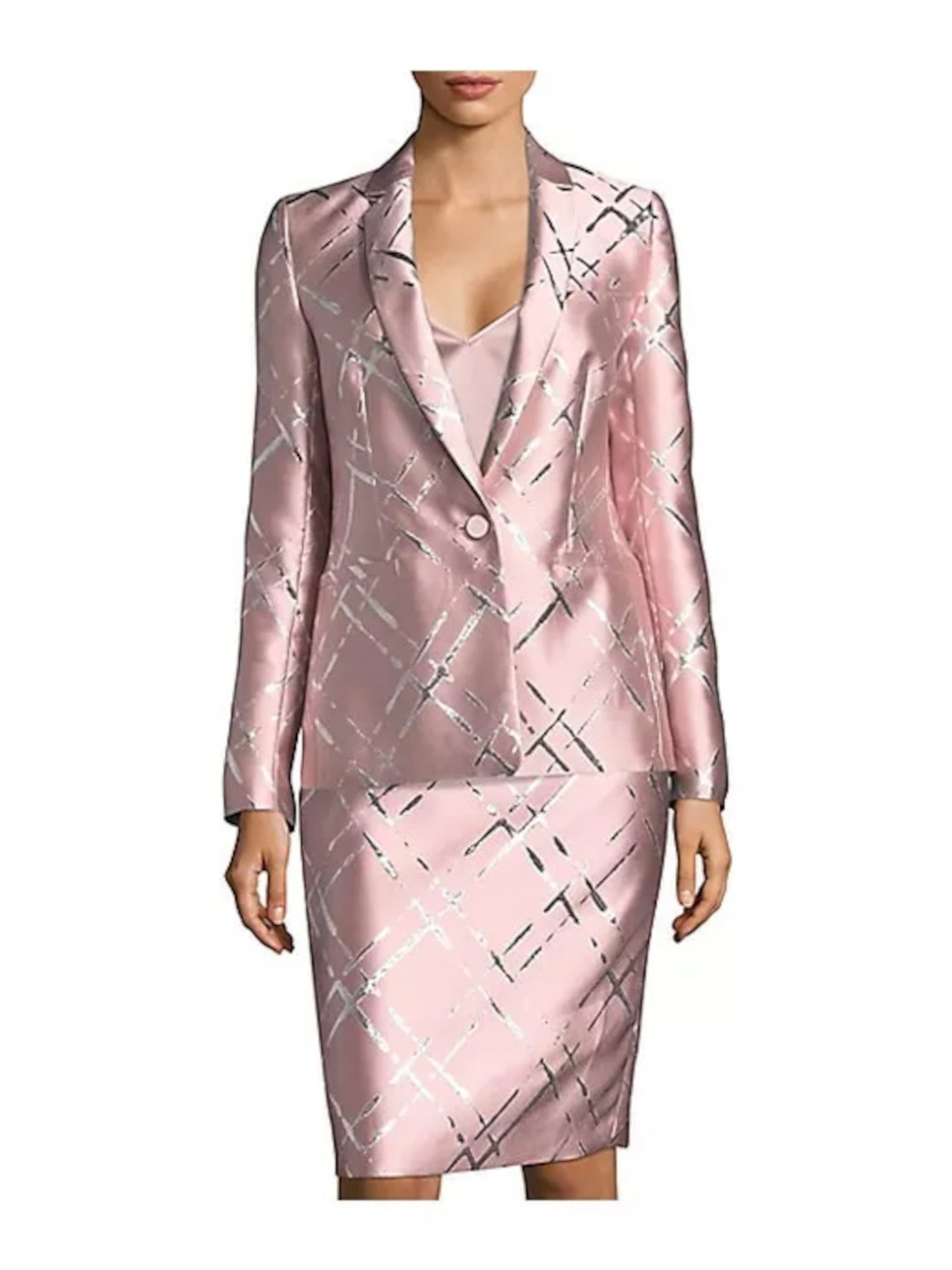 ESCADA Womens Pink Metallic Back Vent Wear To Work Blazer Jacket 42