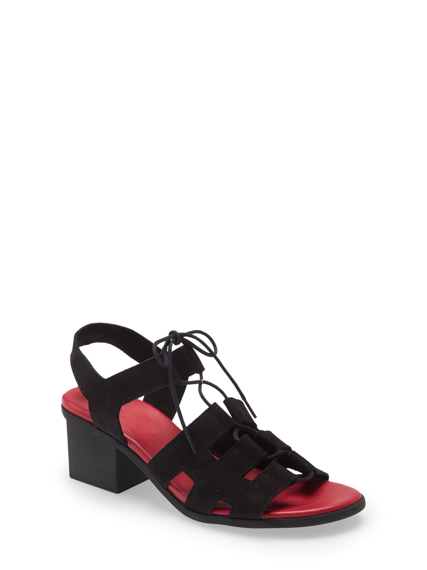 ARCHE Womens Black Strappy Padded Vayage Round Toe Block Heel Lace-Up Leather Dress Slingback Sandal 40