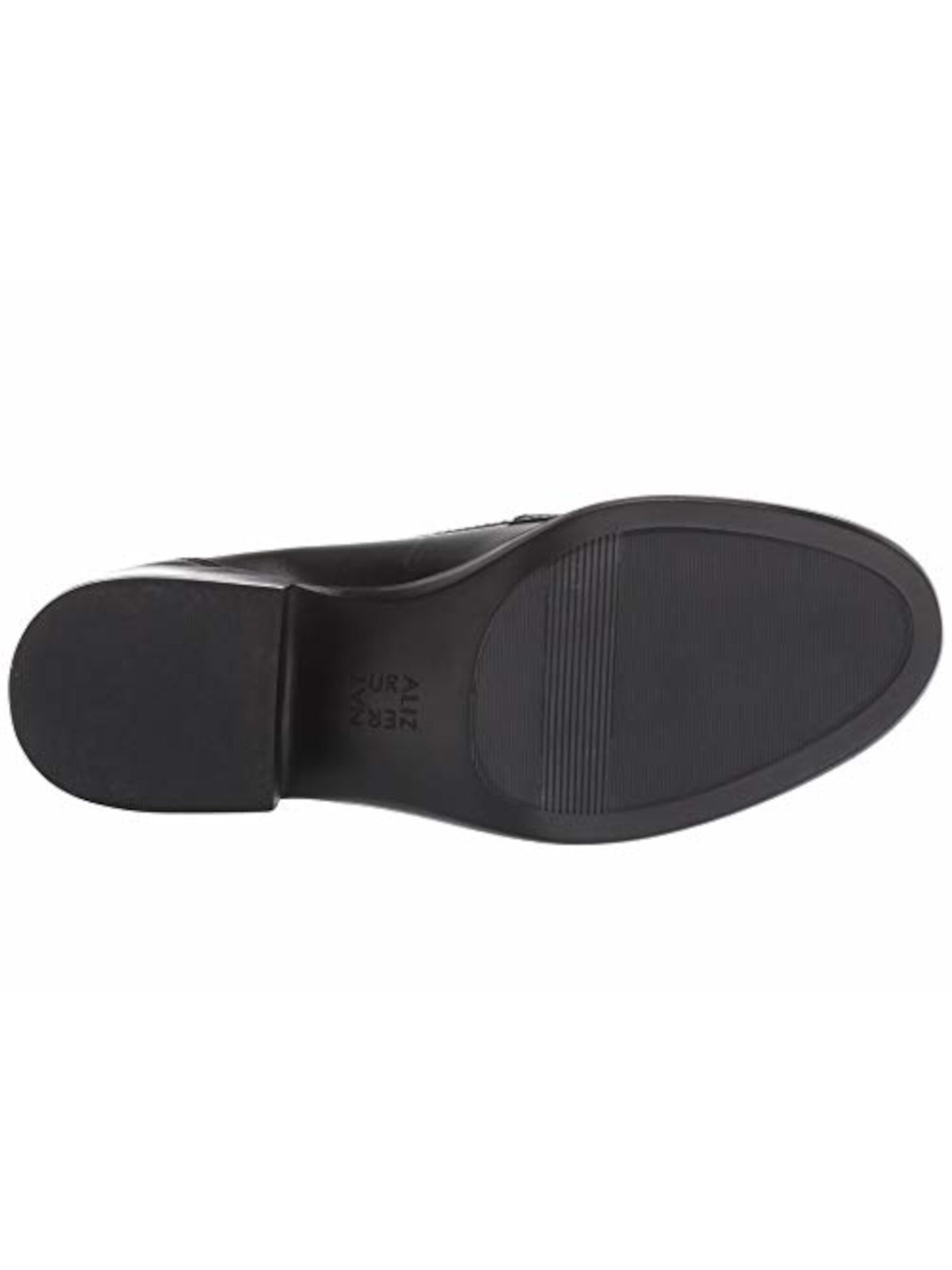 NATURALIZER Womens Black Padded Metallic Embellished Perla Round Toe Block Heel Slip On Leather Loafers Shoes M