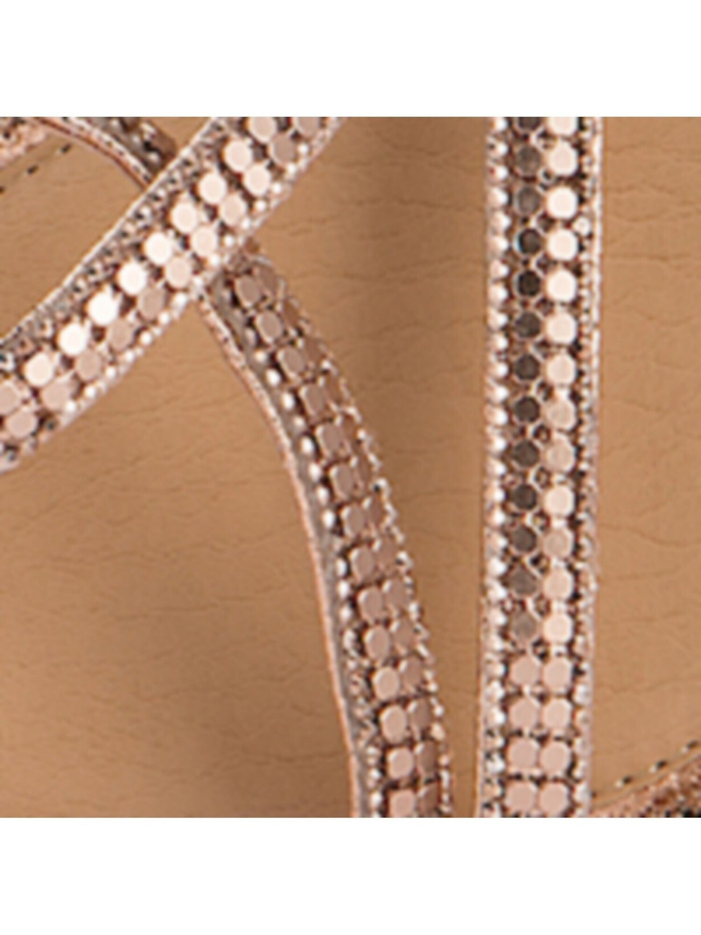OLIVIA MILLER Womens Pink Crisscross Straps Crackle Metallic Trim Studded Comfort Treasure Round Toe Buckle Sandals Shoes M