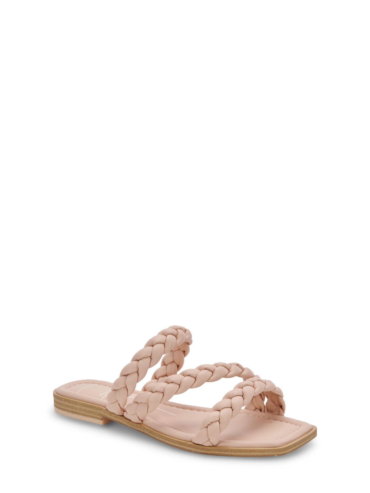 DOLCE VITA Womens Beige Asymmetrical Strap Braided Padded Iman Square Toe Slip On Slide Sandals Shoes 6