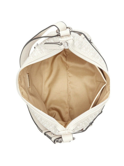 GIANI BERNINI Women's Ivory Annabelle Logo Polyester Studded Logo Hardware Single Strap Hobo Handbag Purse