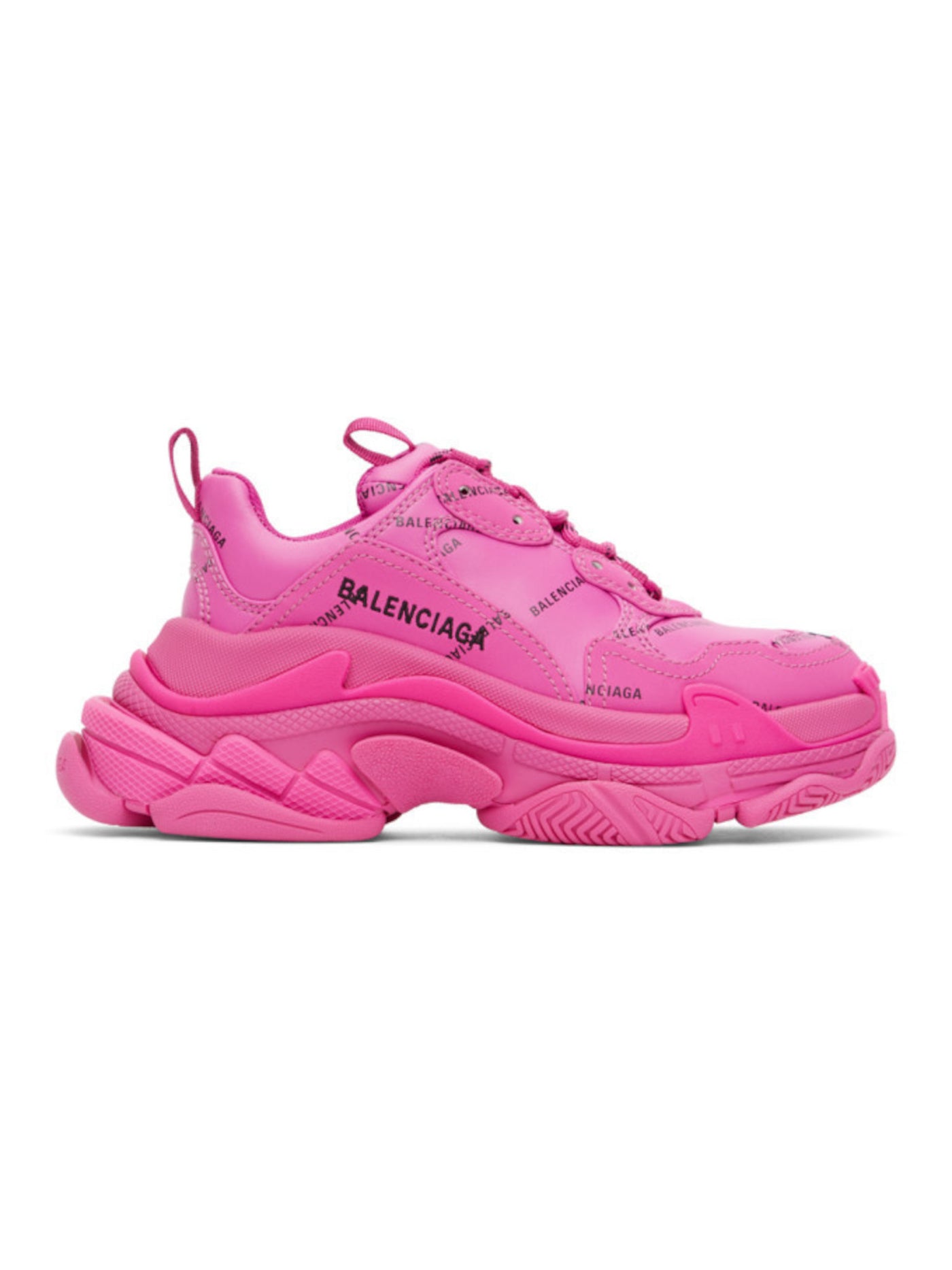 BALENCIAGA Womens Pink 1-1/2" Platform Removable Insole Logo Triple S Round Toe Lace-Up Athletic Sneakers Shoes 5