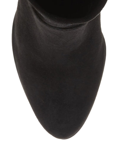 ANNE KLEIN Womens Black Shock Absorbent Tasseled Cushioned Niccie Almond Toe Block Heel Zip-Up Leather Booties 8 M
