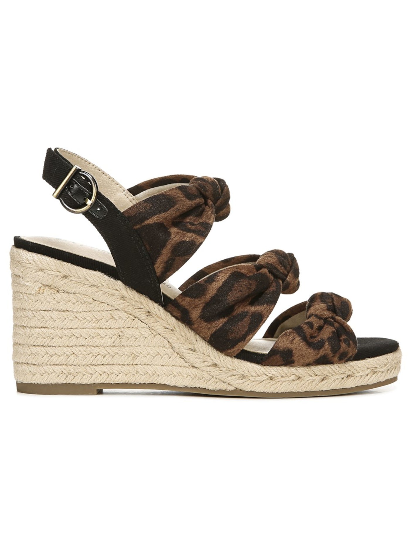 LIFE STRIDE Womens Brown Animal Print Knotted Straps Cushioned Goring Talent Open Toe Wedge Buckle Espadrille Shoes 9 M