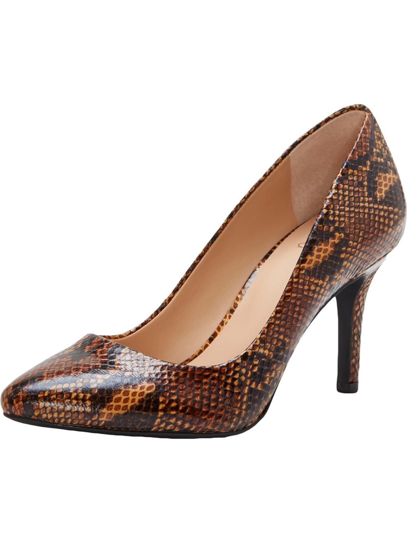 INC Womens Brown Snakeskin Comfort Zitah Pointed Toe Stiletto Slip On Pumps Shoes 9 M