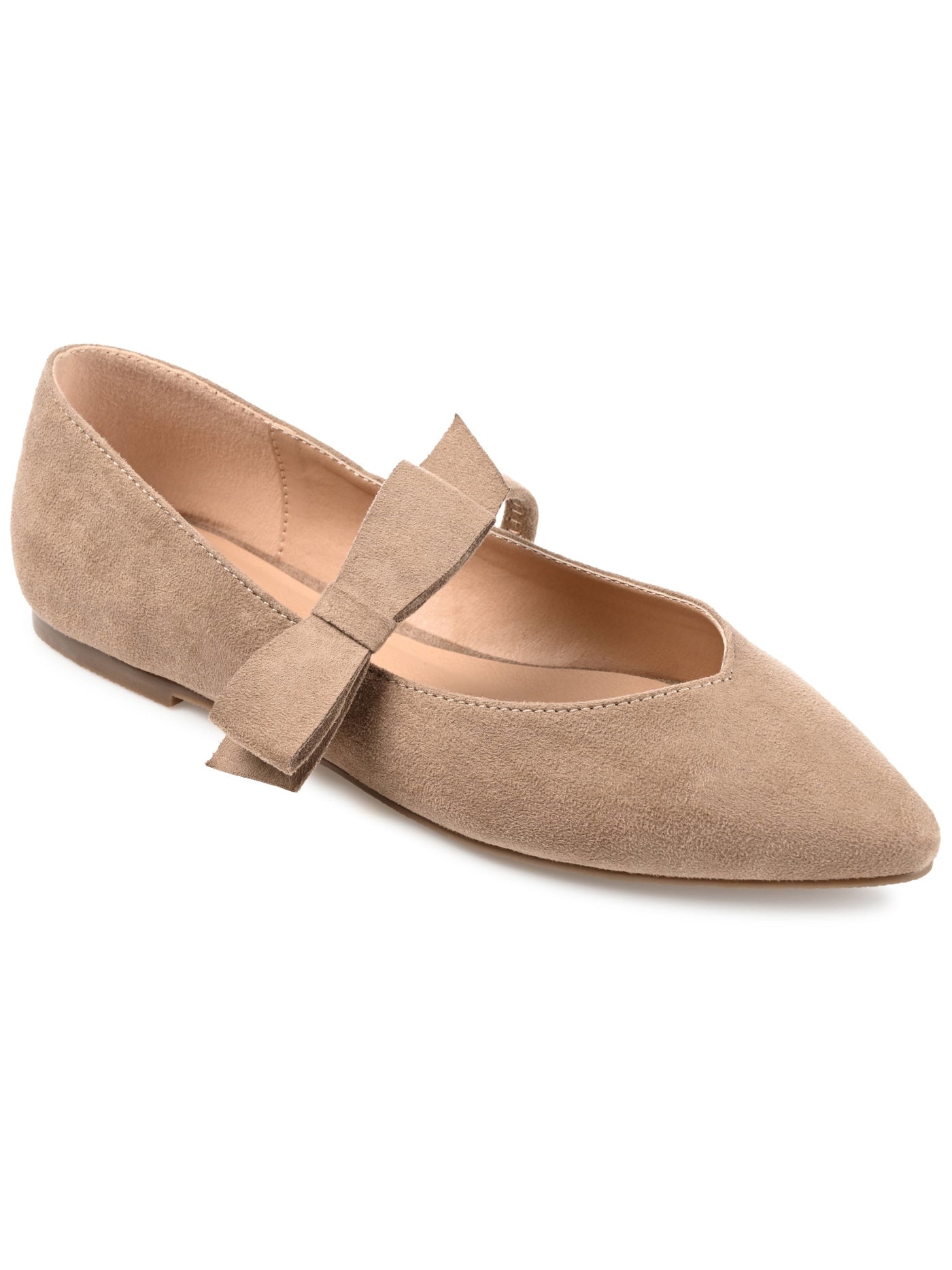 JOURNEE COLLECTION Womens Beige Bow Accent Padded Aizlynn Pointed Toe Slip On Flats Shoes 7.5
