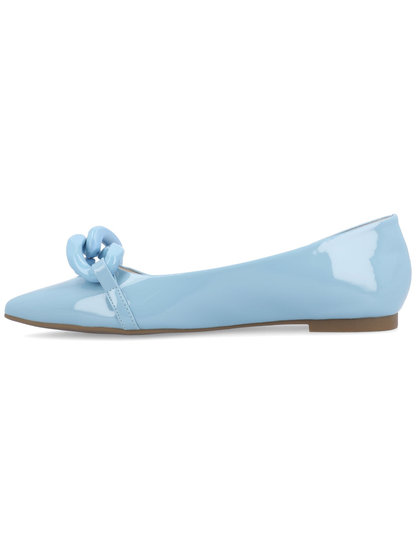 JOURNEE COLLECTION Womens Light Blue Chain Hardware Padded Clareene Pointed Toe Slip On Dress Flats Shoes 7