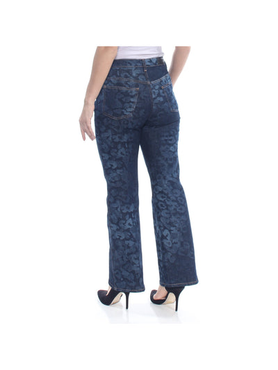 SONIA RYKIEL Womens Navy Zippered Pocketed Animal Print Flare Jeans 40