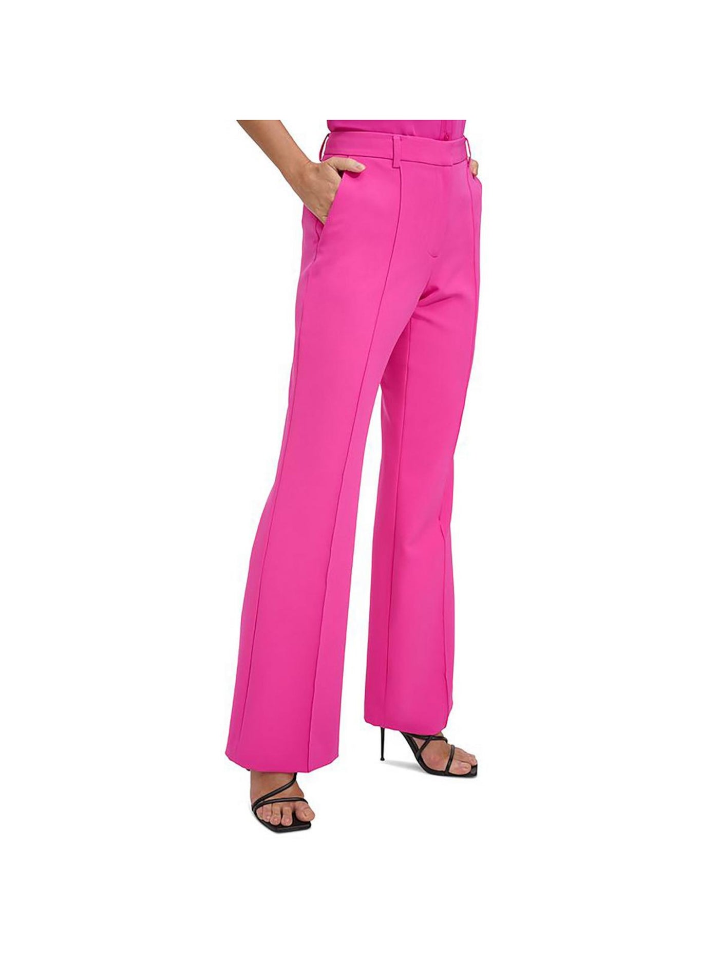 DKNY Womens Pink Zippered Pocketed Wear To Work Flare Pants 12