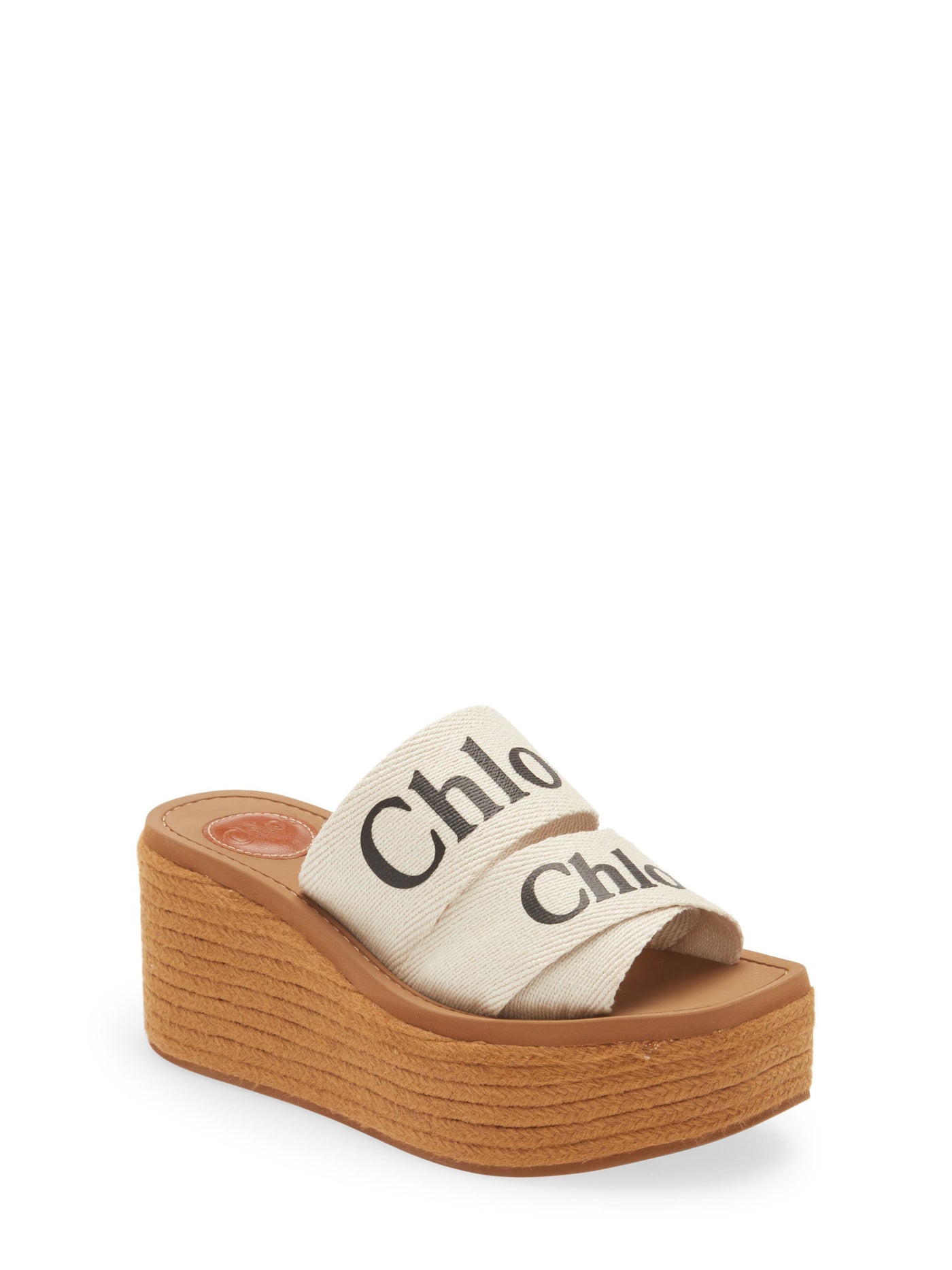 CHLOE Womens Beige Logo 2" Platform Crisscross Straps Woven Woody Open Toe Wedge Slip On Espadrille Shoes 39
