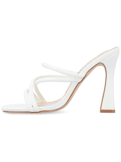 JOURNEE COLLECTION Womens White Cushioned Strappy Louisse Square Toe Flare Slip On Heeled Sandal 10