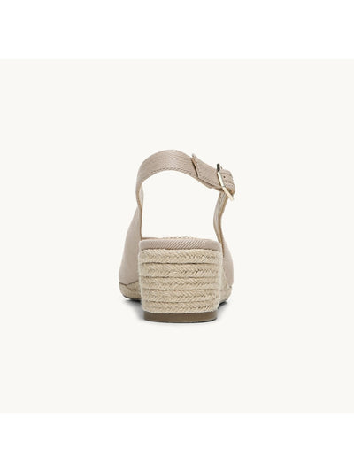 LIFE STRIDE Womens Beige 1/2" Platform Adjustable Padded Socialite Round Toe Wedge Buckle Espadrille Shoes 5 M