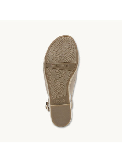 LIFE STRIDE Womens Beige 1/2" Platform Adjustable Padded Socialite Round Toe Wedge Buckle Espadrille Shoes M