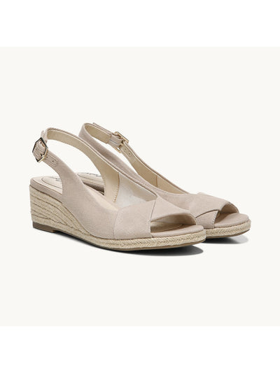 LIFE STRIDE Womens Beige 1/2" Platform Adjustable Padded Socialite Round Toe Wedge Buckle Espadrille Shoes 5 M