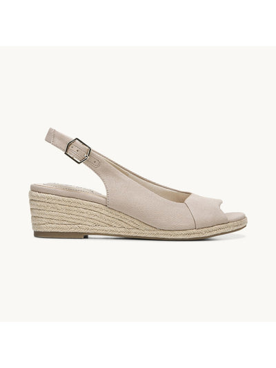 LIFE STRIDE Womens Beige 1/2" Platform Adjustable Padded Socialite Round Toe Wedge Buckle Espadrille Shoes 5 M