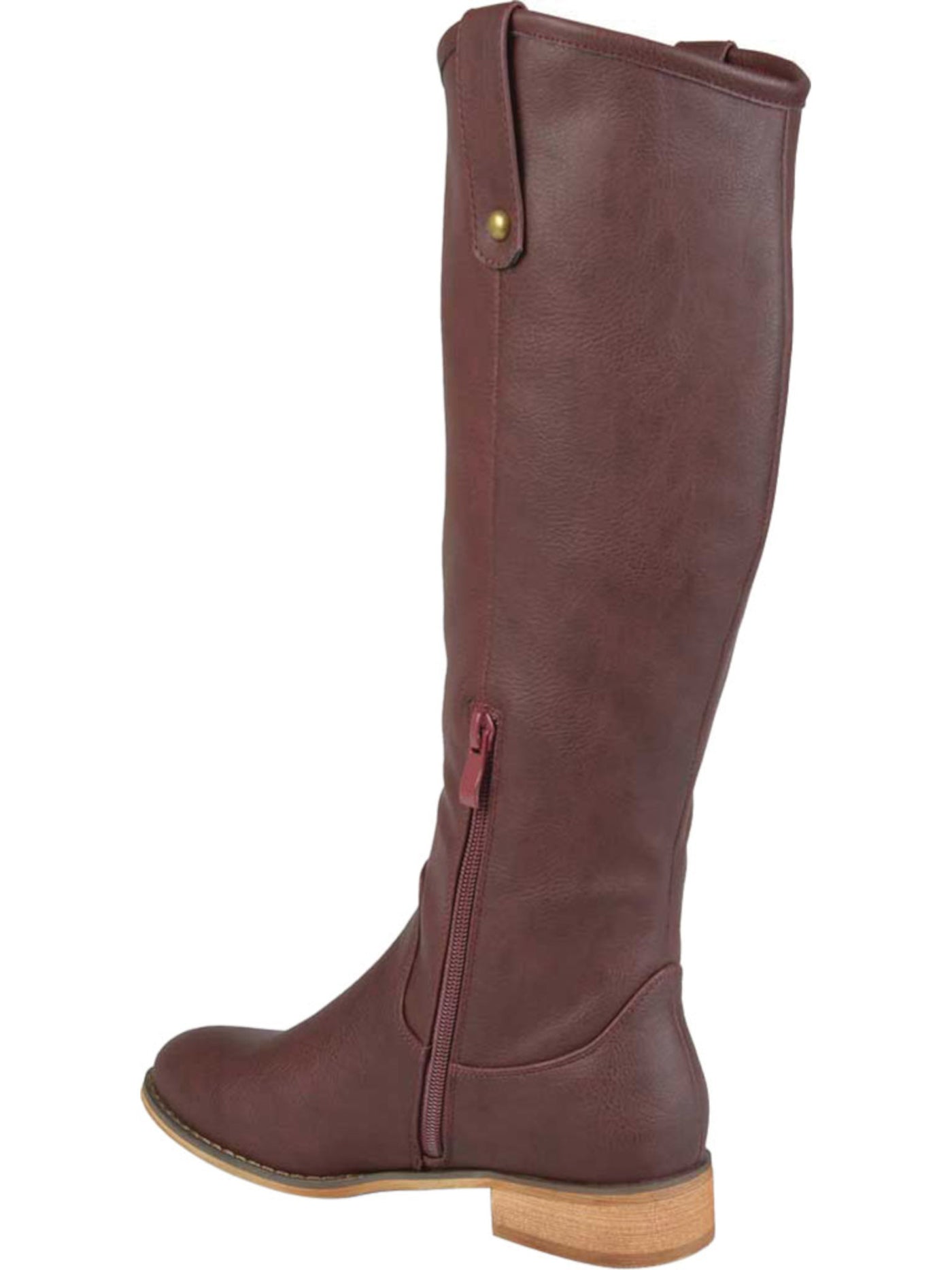 JOURNEE COLLECTION Womens Maroon Pull Tab Comfort Studded Taven Round Toe Block Heel Zip-Up Riding Boot 9 M XWC