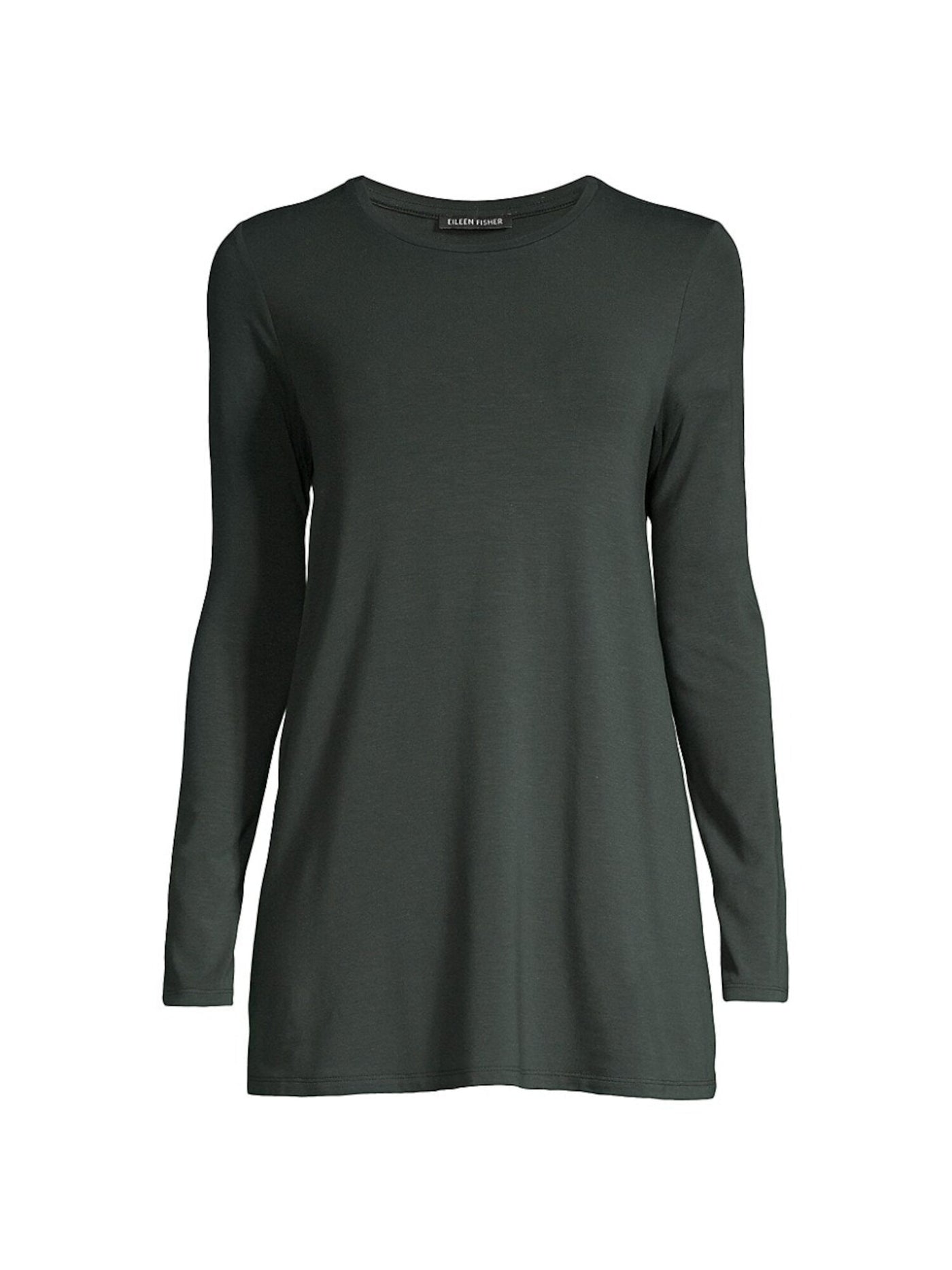 EILEEN FISHER Womens Green Stretch Long Sleeve Crew Neck Top M