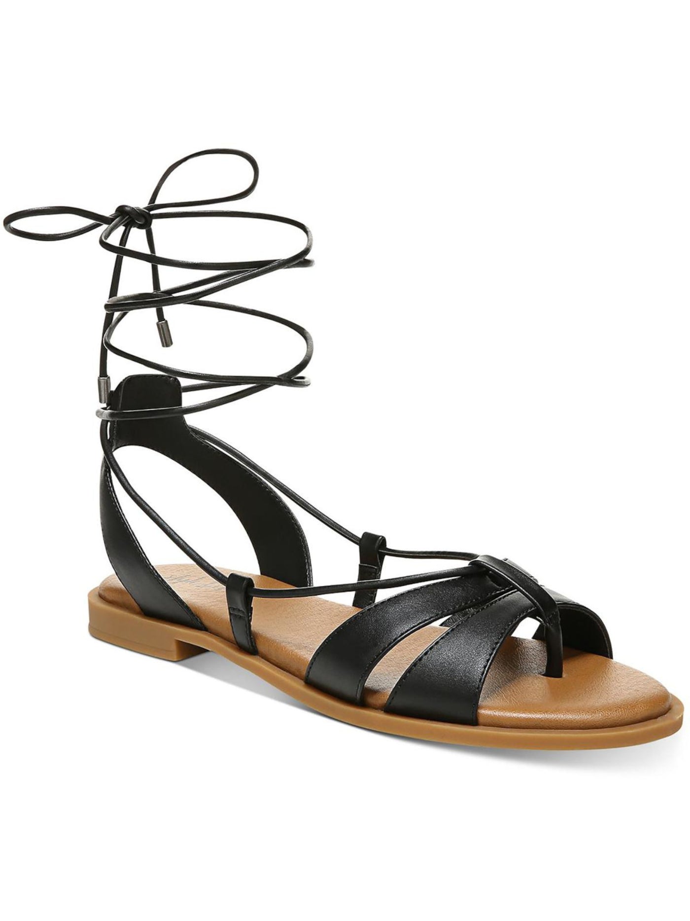 STYLE & COMPANY Womens Black Strappy Padded Cairro Round Toe Lace-Up Slingback Sandal 7 M