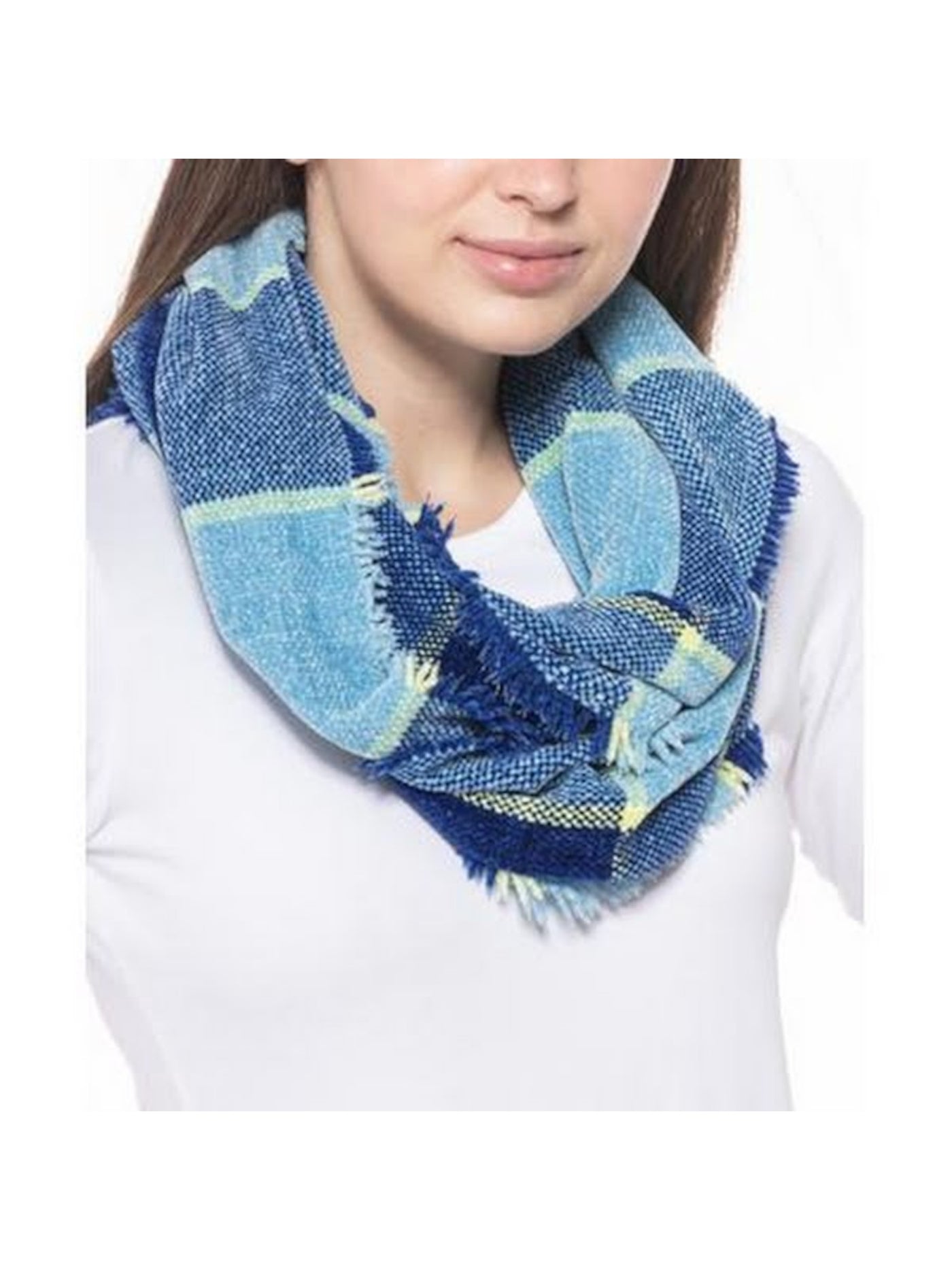 CHARTER CLUB Womens Blue Woven Chenille Loop Fringed Infinity Scarf