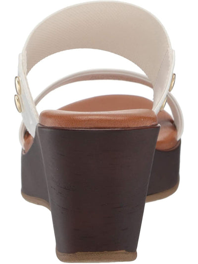 ANNE KLEIN Womens White 0.5" Boho Inspired Logo Hardware Breathable Cushioned Hart Round Toe Wedge Slip On Sandals Shoes 11