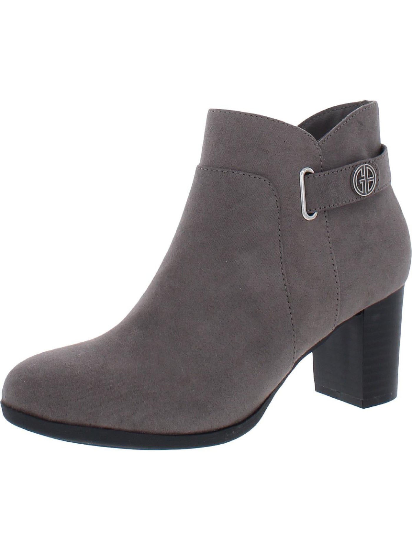 GIANI BERNINI Womens Gray Hardware Detail Strap Cushioned Comfort Artemyss Round Toe Block Heel Zip-Up Booties 11 M