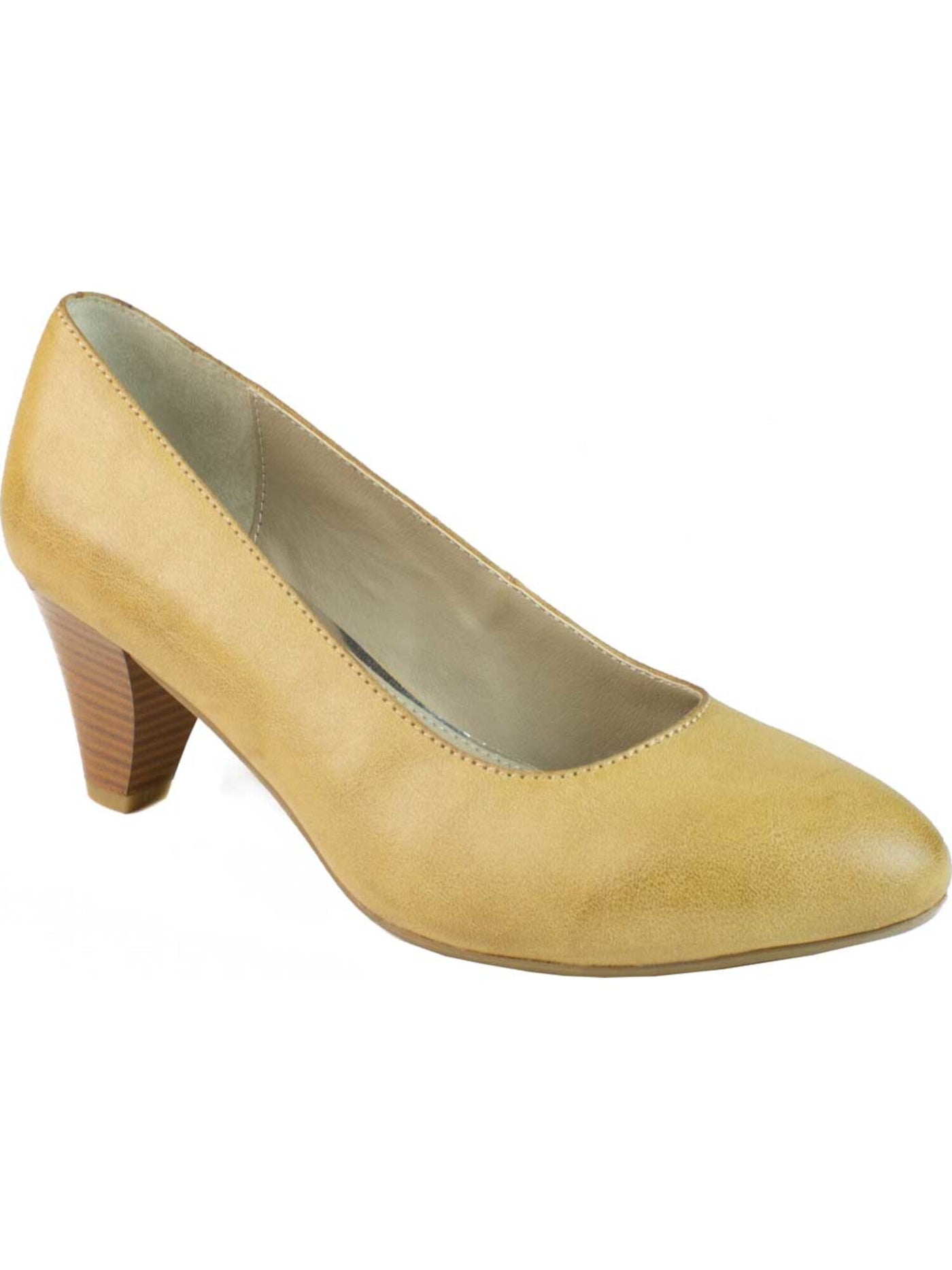 RIALTO Womens Beige Cushioned Comfort Stanford Almond Toe Stacked Heel Slip On Pumps Shoes 8.5