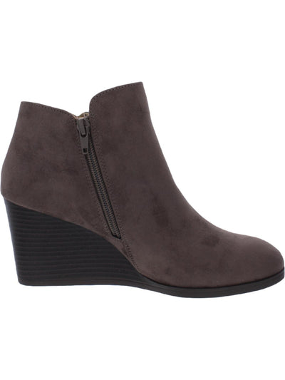 STYLE & COMPANY Womens Gray Asymmetrical Padded Wynonaa Round Toe Wedge Booties 11 M