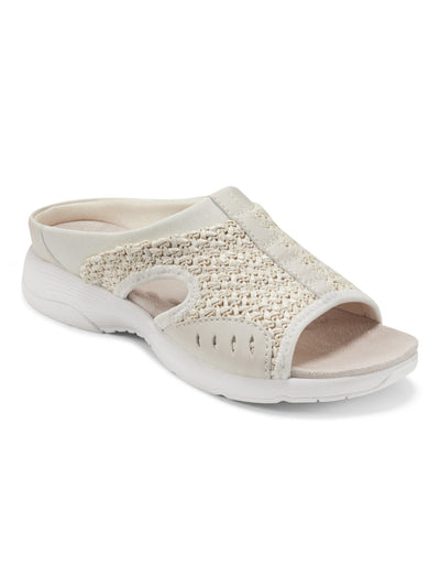 EASY SPIRIT Womens Ivory Mixed Media Lightweight Cut Out Comfort Breathable Cushioned Traciee Round Toe Wedge Slip On Sandals Shoes 9 M