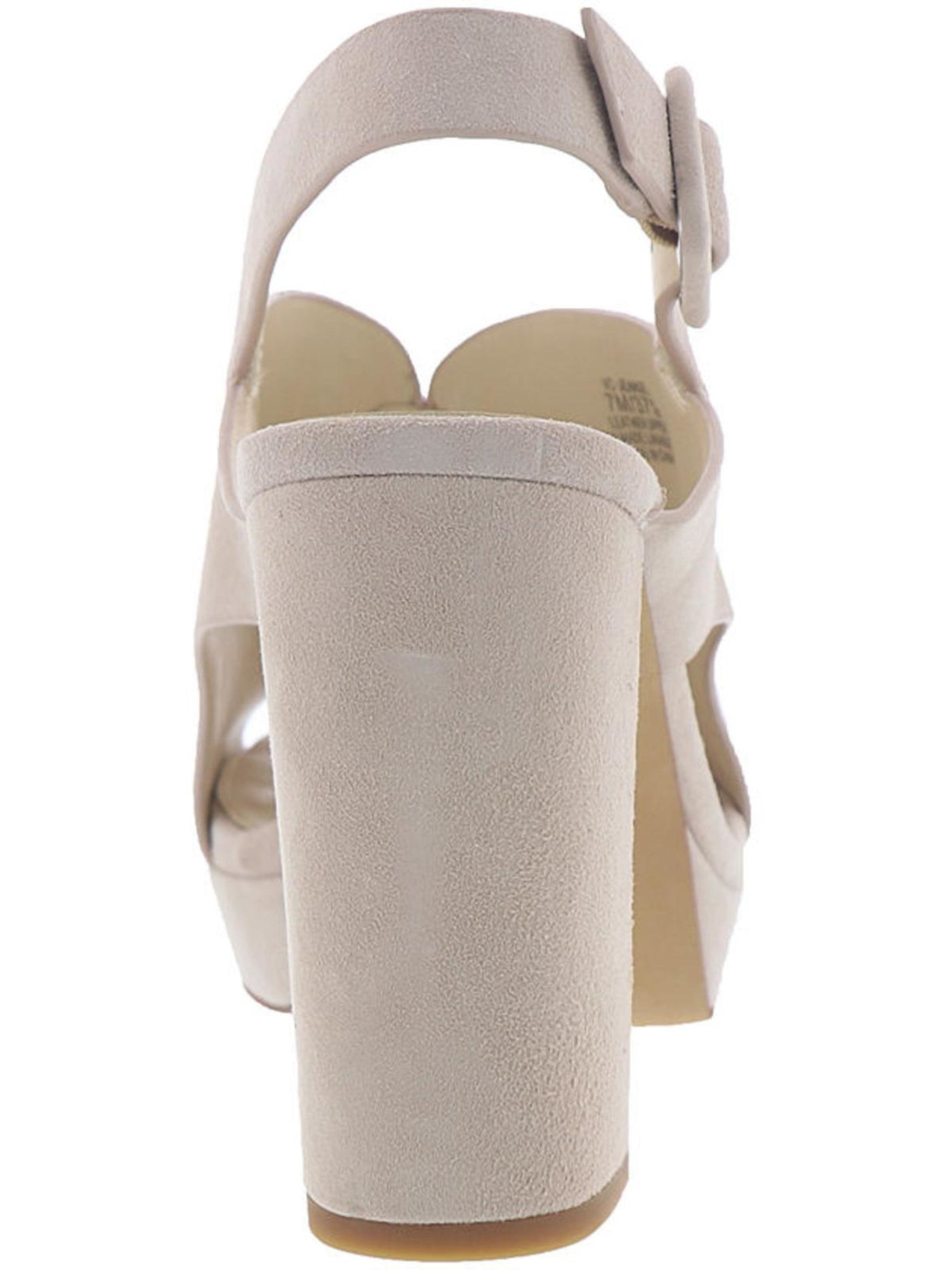 VINCE CAMUTO Womens Beige 1" Platform Side Cutouts Padded Jeangel Round Toe Block Heel Buckle Leather Dress Slingback Sandal 9.5 M