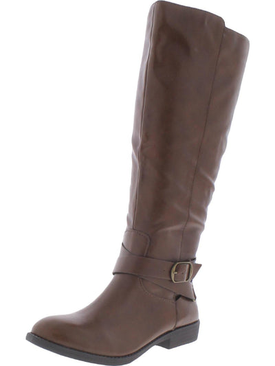 STYLE & COMPANY Womens Brown Crisscross Straps Ankle Strap Buckle Accent Madixie Round Toe Block Heel Zip-Up Riding Boot 6.5 M