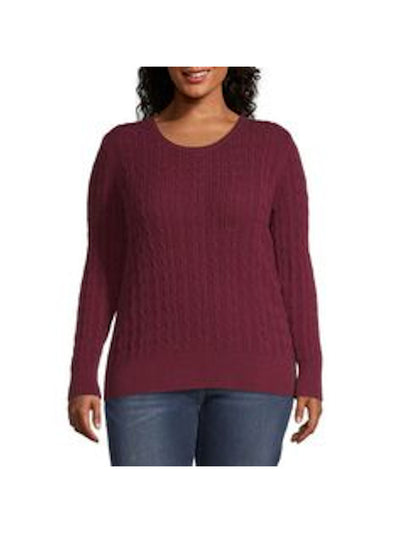 ST JOHNS BAY Womens Maroon Long Sleeve V Neck Sweater Petites Size: S