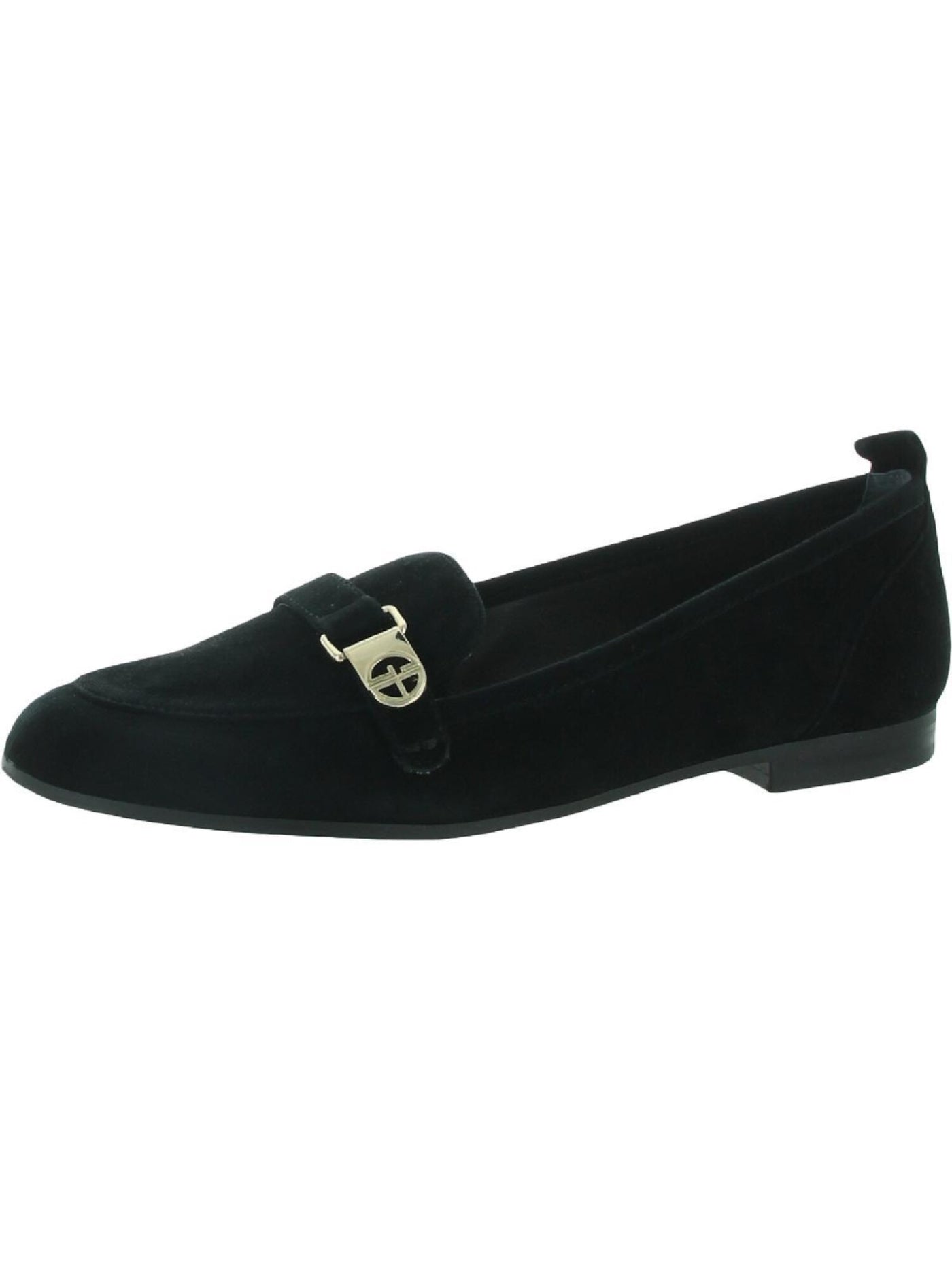 GIANI BERNINI Womens Black Strap And Hardware Detail Round Toe Slip On Leather Loafers Shoes 5.5 M