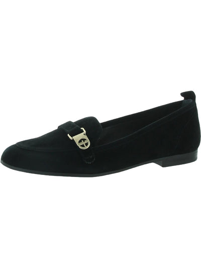 GIANI BERNINI Womens Black Strap And Hardware Detail Round Toe Slip On Leather Loafers Shoes 5.5 M