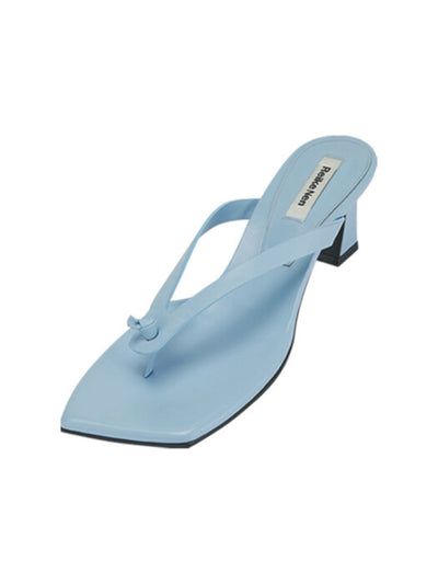 REIKE NEN Womens Light Blue Padded Square Toe Slip On Leather Dress Flip Flop Sandal 39