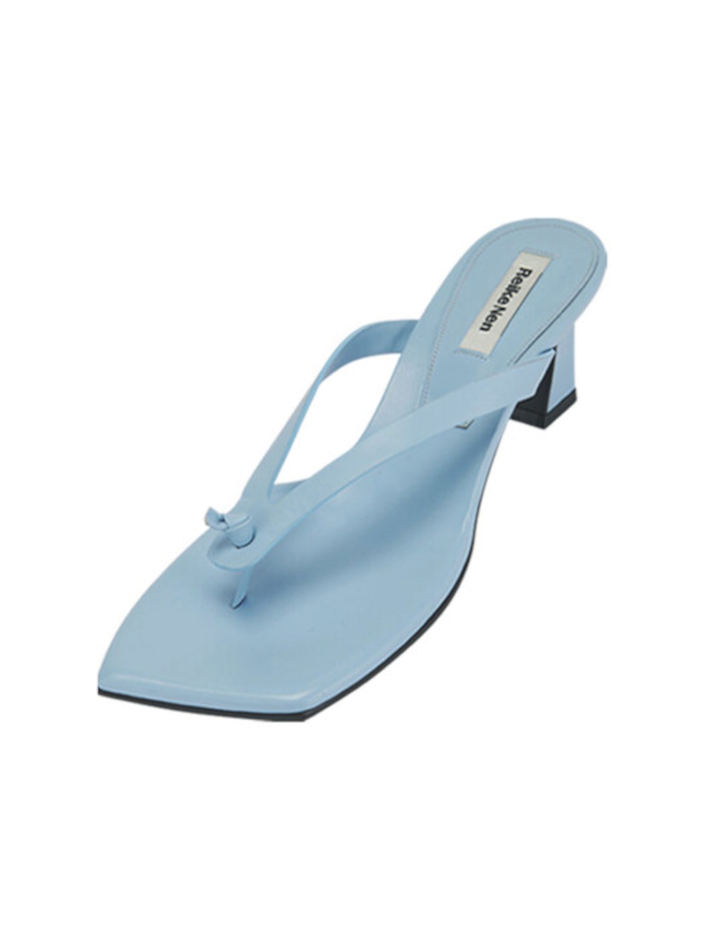 REIKE NEN Womens Light Blue Padded Square Toe Slip On Leather Dress Flip Flop Sandal 37.5