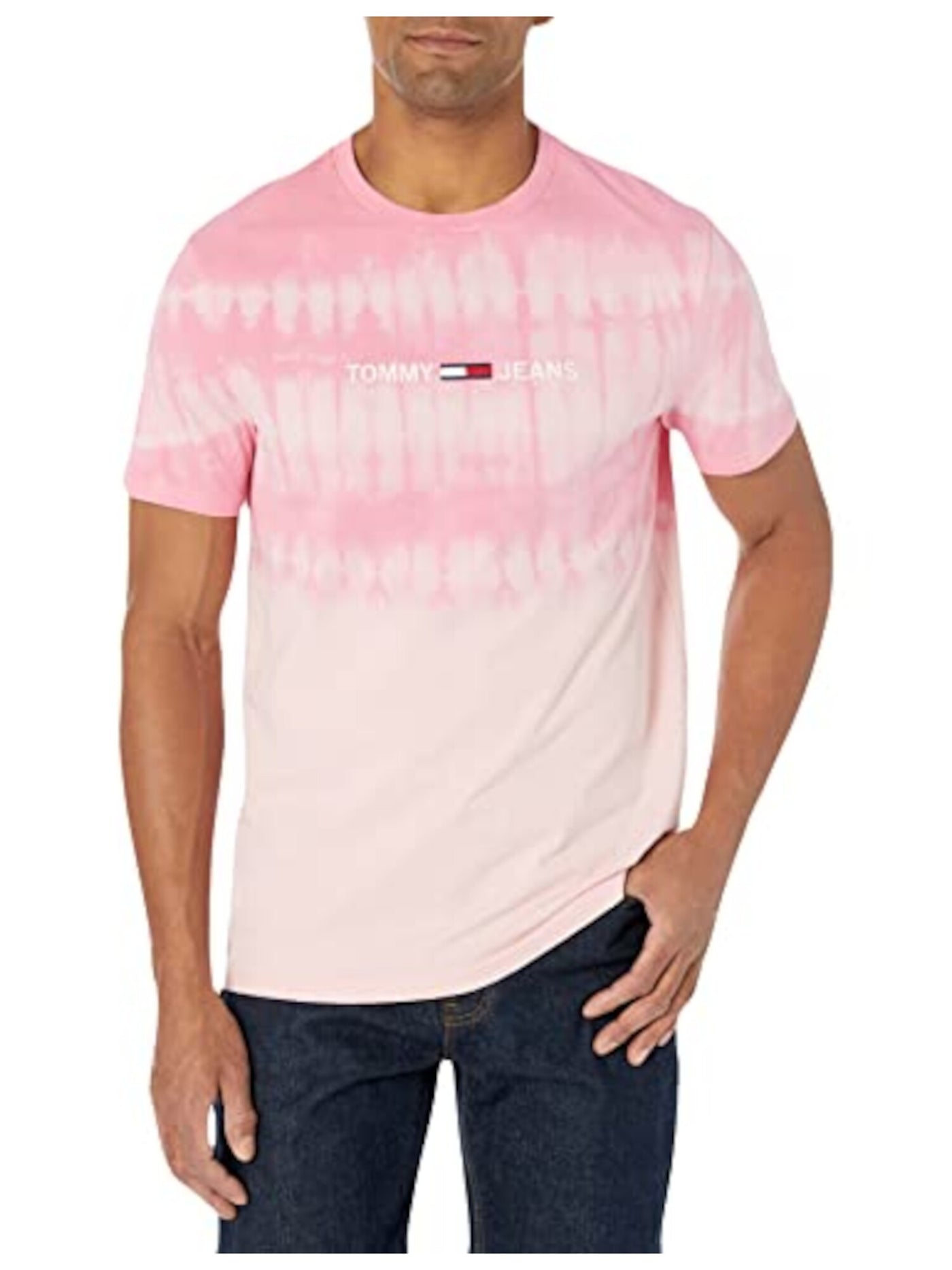 TOMMY JEANS Mens Good Times Pink Tie Dye Classic Fit T-Shirt S